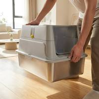 Litière pour chat à design d'angle avec support de pelle intégré, idéale pour les petits espaces intérieurs – Meilleure vente