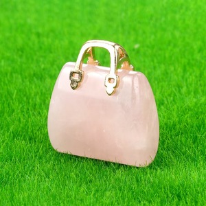 Mini Engraved Natural Crystal Handbags and Love Style Crafts for Christmas Gifts