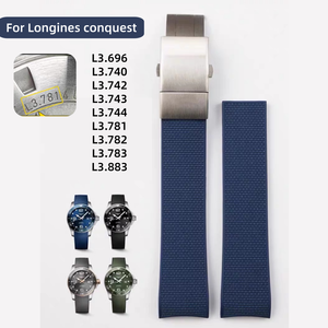 Correa de reloj de 21mm para relojes <span class=keywords><strong>Longines</strong></span> Conquest L3.696/740/742/743/744/781/782/783/883. Pulsera de goma de moda para hombres. - Product Image 1
