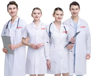 Logo Oem di alta qualità personalizzato manica lunga manica corta cotone medico medico ospedale donna <span class=keywords><strong>camice</strong></span> bianco da laboratorio - Product Image 1