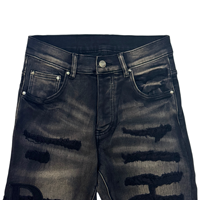 Jean slim en denim pour homme, style Y2K, streetwear, hip-hop, avec appliques et patchwork, effet usé, pour soirée