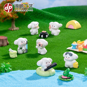 Dp Craft Mini Resin Dog Figurines Camping Set <b>Cartoon</b> Style Desktop Ornament - Product Image 1
