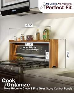 31.5 ''Cuisinière Durable Cuisine Étagère De Rangement En Bois Étagère À Épices Organisateur Bois Sur Poêle Étagère De Rangement À Épices Pour Dos De Poêle - Product Image 3