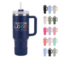 Gobelet isotherme de 40 oz avec poignée, en acier inoxydable à double paroi, avec paille, couleur personnalisable, pour la vente en gros