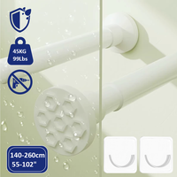 Tringle de Douche Télescopique à Tension 43-114 Pouces, Sans Perçage, Réglable par Ressort, en Métal Anti-Rouille pour Salle de Bain et Placard
