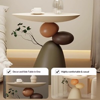 Table basse de style crème 2026, luxe léger, style nordique, pour petit appartement, salon, table d'appoint de canapé, en résine
