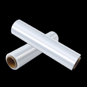 Película elástica de LLDPE personalizada de 300m, negro, de un solo lado, 50cm de ancho, grado alimenticio, suave, alto brillo, PE Soluble en agua de alto brillo - Product Image 1