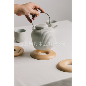 Soporte de madera para ollas, resistente al calor, posavasos redondo, reposacucharas para uso en la cocina - Product Image 2