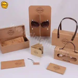 Custom Eenvoudige Luxe Full Set Zonnebril Verpakking En Tassen Glazen Verpakking Met Kraftpapier Materialen