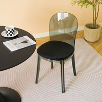 Chaise de salle à manger en acrylique, siège en coton et lin, patins en caoutchouc, mobilier de maison, style nordique moderne, transparente, simple, élégante, durable, confortable