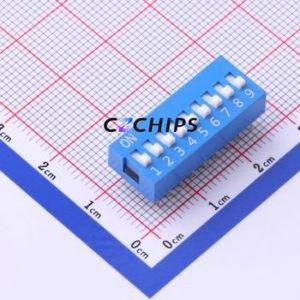 DS-09BLP DIP Switch Through hole Component (THT) Switch Flat Toggle, Raised Type Single Pole Single Throw 9-Bit PC Pin - Product Image 1