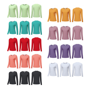 Venta al por mayor de ropa deportiva personalizada de manga larga para mujeres gimnasio camisetas estiramiento cuello redondo sudadera mujeres Fitness camisetas - Product Image 6