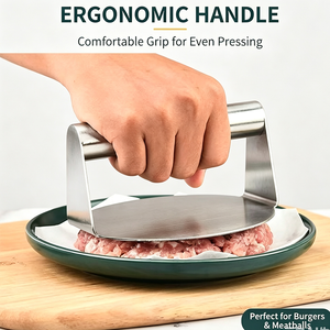 Prensa para Hamburguesas Redonda y Cuadrada de Acero Inoxidable, Herramienta para Carne de Alta Calidad - Product Image 4