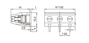 Derks YB312R-762 passo di 7.62mm 2-3 poli 16A AC300V pcb morblock spina in blocchi terminali PCB vite morsettiere