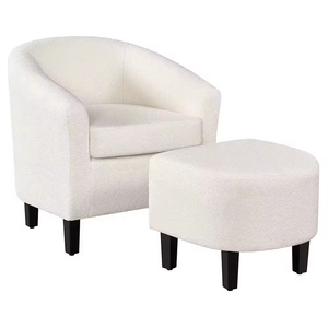 Luxurious Velvet Padded Living Room <strong>Armchair</strong> with Matching <strong>Stool</strong> for Hotel Lobby Lounge <strong>and</strong> Modern Home Bedroom - Product Image 4