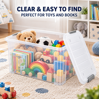 Conteneur de rangement empilable en PP 50L transparent pour chambre d'enfant, salle de jeux, organisateur de jouets