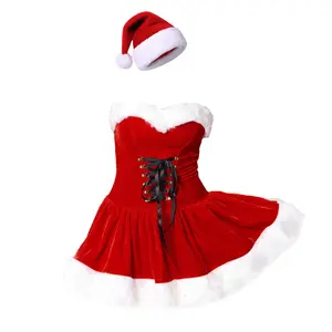 欧美加大码圣诞女圣诞礼服性感帽子Cosplay全套套装