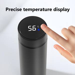 Thermos à eau noir personnalisé avec logo 500 ml, vaisselle intelligente rose pour le voyage, la maison et l'extérieur, mugs en acier inoxydable 304, flacons isothermes classiques - Product Image 2