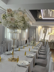 Zhuoyun良質ホテルホームテーブルデコレーションフラワースタンドゴールドクリスタルアクリルウェディングセンターピース - Product Image 5