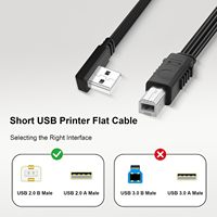 Câble adaptateur USB pour imprimante à angle droit, câble plat USB 2.0 Type A vers B à 90 degrés, câble USB A vers B flexible, prise en charge de l'angle droit/gauche