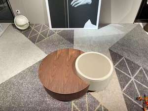 Juego de Sofá de Cuero de Lujo Sencillo y Mesa de Centro, Juego de Sala de Estar, Juego de Mesa de Centro Contemporáneo - Product Image 4