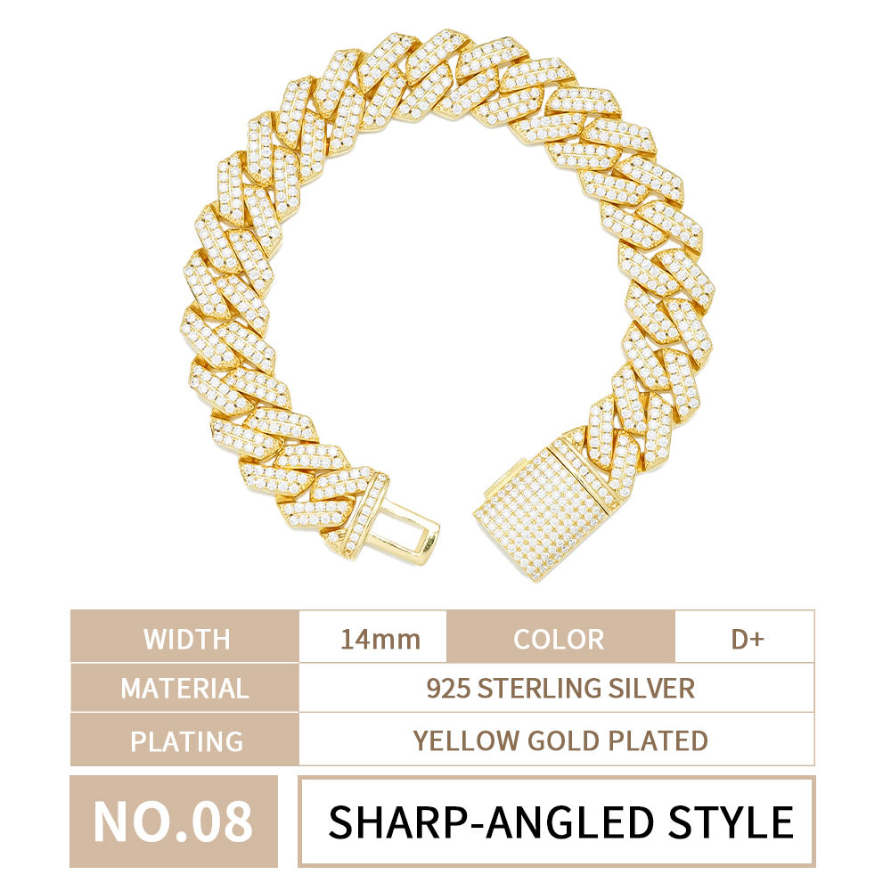 14mm Sharp Angled Style Yellow Gold Plated