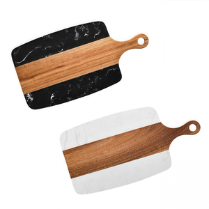 Tabla de cortar de doble cara de madera y mármol, antideslizante y duradera, para servir carne, alimentos y frutas en la cocina. - Product Image 1