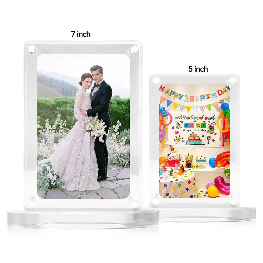 Acrylic Digital Photo Frame 5 Inch IPS Screen Business White Type-c 4GB Transparent Display 5"