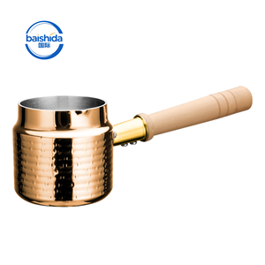 Sang Trọng Mini Triply Thép Không Gỉ Nồi Sữa Nồi Thân Thiện Với Môi Cổ Điển Cao Cấp Chất Lượng Tay Cầm Bằng Gỗ Cho Nhà Hàng Sử Dụng - Product Image 3