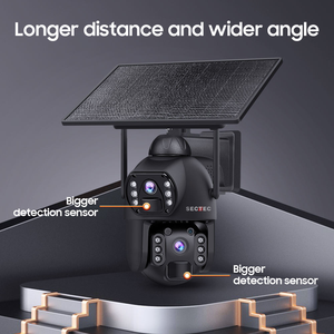 SECTEC Outdoor Dual Lens Dual Linkage HD 6MP AOV Cámaras <span class=keywords><strong>de</strong></span> <span class=keywords><strong>seguridad</strong></span> inalámbricas para exteriores para vigilancia del hogar con panel solar fijo - Product Image 5