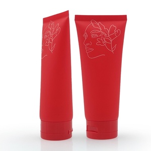 Tubo de Plástico PE Reciclable al por Mayor con Tapa Abatible, 50g 60g 100g 120g, Rojo, para Lociones Corporales y Faciales, para Cuidado Personal de la Piel y Cosméticos - Product Image 1