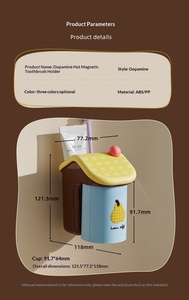 Lindo Soporte Minimalista de Plástico Impreso para Cepillos de Dientes, Montado en Pared sin Taladro, con Ventosa, para Almacenamiento Familiar en Baño, Perfecto para Niños - Product Image 6