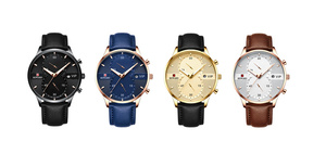 Reloj de Pulsera para Hombre REWARD RD83003M de Primera Marca con Correa de Cuero Genuino, Esfera Azul, Cronógrafo VIP, Estilo Antiguo de Dibujos Animados - Product Image 6