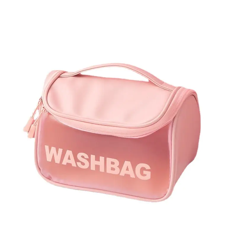 Bolsa para itens de higiene pessoal, sacola multifuncional para higiene pessoal, maquiagem, bolsa à prova d'água, de pvc, para viagens, bolsas rosa de cosméticos