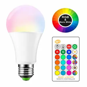 5W 10W 15W E27 RGB Led Bulb Changeable Colorful RGBW 16 Color LED Lamp With IR Remote Control