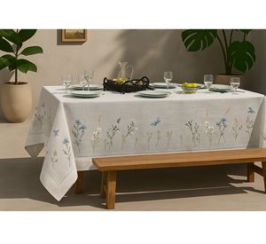 Nappe en lin Daisy & Cornflower Days |   Housse de table réutilisable en lin 100% naturel de qualité supérieure, respectueuse de l'environnement, OEM - Product Image 1