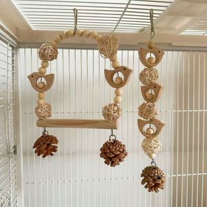 Juguete para loros: Suministros para masticar, pelota de piña con diseño de piel de tigre, rompecabezas de escalada, columpio de peonía para jaula de pájaros, alivio del aburrimiento y el estrés - Product Image 1