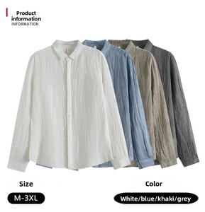 <span class=keywords><strong>Camicia</strong></span> in Lino con Perline di Alta Qualità, <span class=keywords><strong>Plissettata</strong></span>, a Maniche Lunghe, Casual, da <span class=keywords><strong>Uomo</strong></span>, Autunno Inverno, Vintage, Traspirante, Non Necessita di Stiratura - Product Image 6