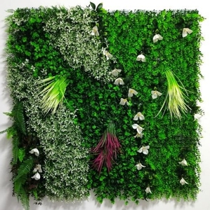 Anti-UV Plastic Artificial Grass <b>Wall</b> Custom-size Artificial Green Grass With Mini <b>Flower</b> Home Office Decor - Product Image 3