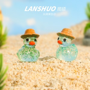 Lanshuo Resin Duck Miniature With Hat Glitter Decor Home Decoration DIY Jewelry Set - Product Image 2