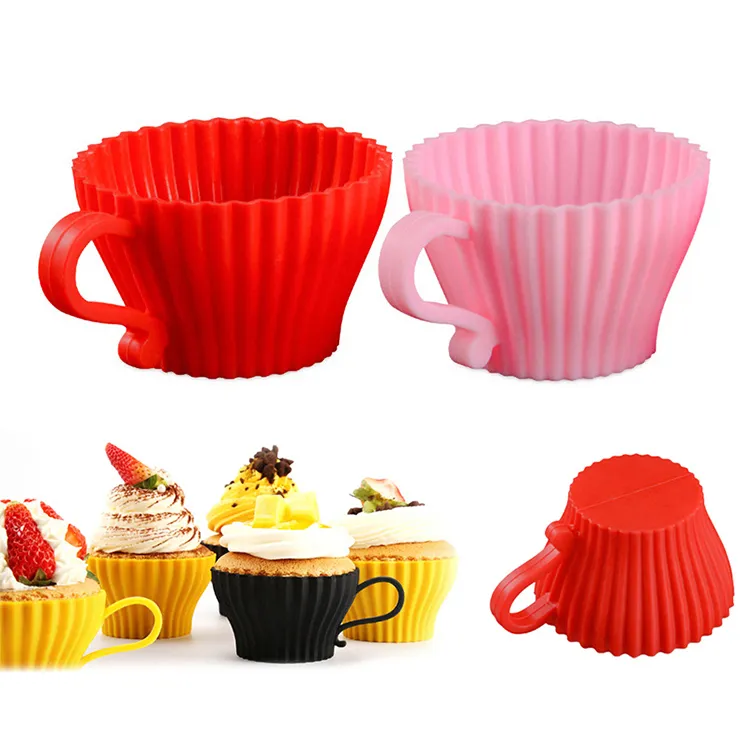 Silicone Cupcake Cups Muffin Baking Cake Tea Teacup Mold Kitchen Baking Tools Crystal Epoxy Mold