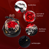 Roses éternelles préservées durables sous cloche en verre, cadeau pour la fête de Noël, la Saint-Valentin, la fête des mères, Thanksgiving, pour maman, pour femme