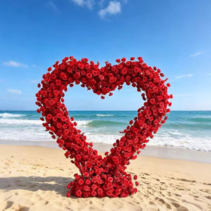Decoración de Escenario con Soporte de Flores Desmontable en Forma de Corazón de Hierro para Propuesta de Matrimonio y Ceremonia Floral - Product Image 1