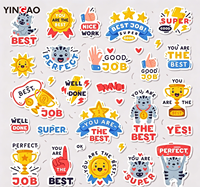 Hojas de Pegatinas Coloridas y Divertidas para Hacer Manualidades, Pegatinas Motivacionales de Recompensa para Maestros, Dibujos Animados de Incentivo para Estudiantes, Decoración para Equipaje