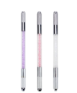 Pluma de Microblading PMU de Metal Cristalino con Punta Doble Cruzada y Soporte Manual para Cuchillas para Tatuaje de Cejas - Product Image 1