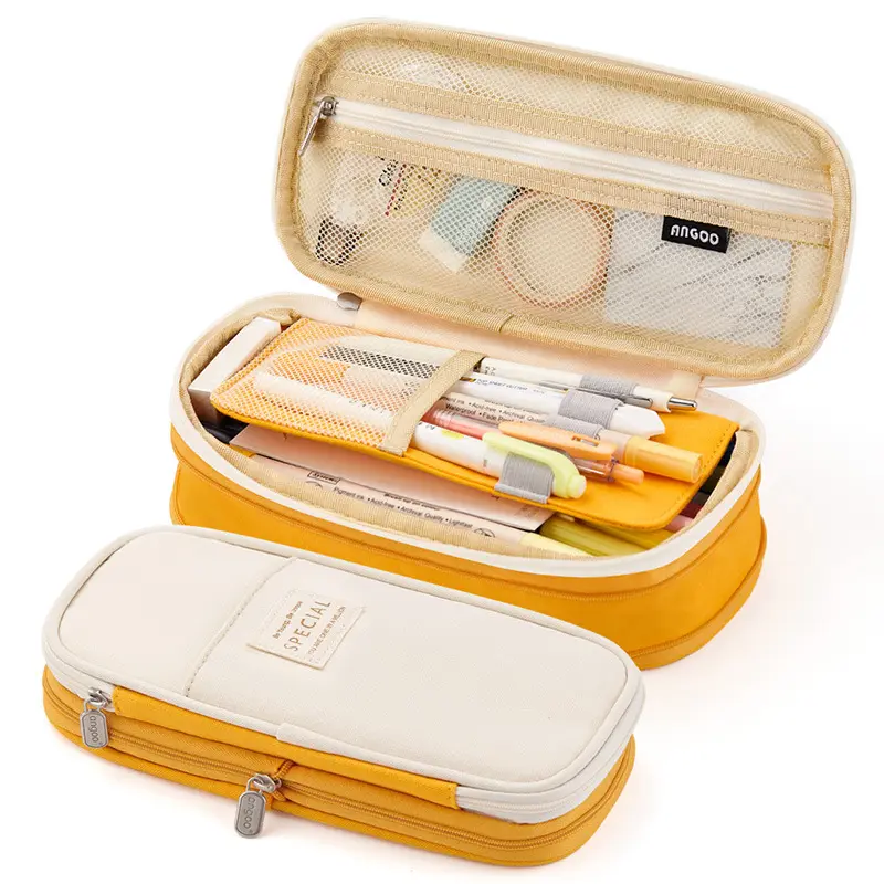 Classic Fashion Pen Pencil Case Large Capacity Fold Canvas Stationery Storage Bag Organizer for Cosmetic Travel Student
