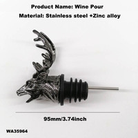 Carafe en métal en forme de tête de cerf Wapiti avec verseur à vin, bouchons en liège, bec verseur à vin en forme d'élk sauvage, verseur à whisky