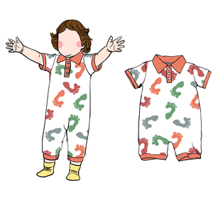 Combinaison Bébé Manches Courtes Personnalisée Gd-2-2 pour Filles et Garçons, Boutons au Col, Imprimée, avec Pressions, Barboteuse à Col pour Bébés Garçons - Product Image 3