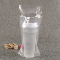 Sacs de tasse à emporter avec logo personnalisé, vente en gros, sac à quatre tasses en plastique, sacs à double tasse