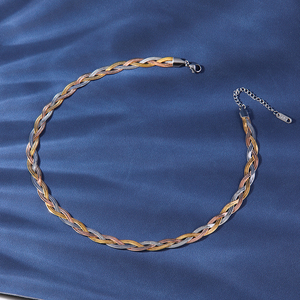 HOVANCI-Cadena de serpiente Retro de acero inoxidable para mujer, joyería con cadena cruzada de viento, Collar de espiga trenzada, collares de cadena de hueso para mujer - Product Image 5